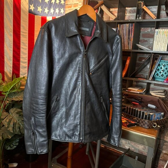 $1998 JOHN VARVATOS 2006-era Black Leather Jacket (size 48) - Picture 2 of 14